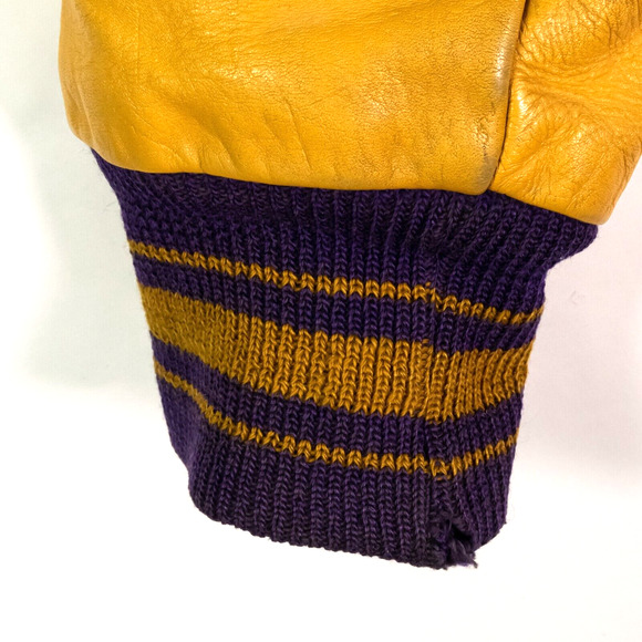 VTG 1960s Butwin Purple Gold Leather & Wool Letterman Jacket 42 - Picture 7 of 16
